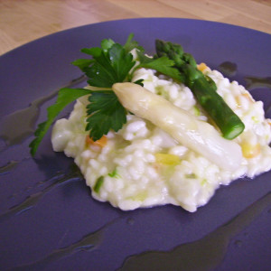 Brie and asparagus risotto