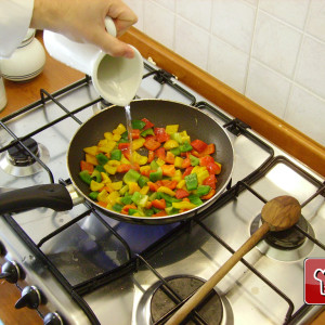 Peppers in a frying pan