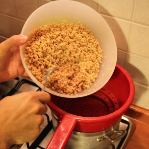 Improvised couscous maker