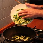Courgettes in a frying pan