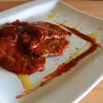 Meat fillets with tomato sauce