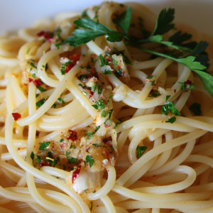 Spaghetti with garlic, oil and chilli