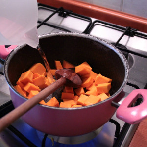 Pumpkin in frying pan