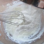 Sift in the flour and baking powder