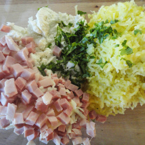 Add the parsley, ricotta and cooked ham