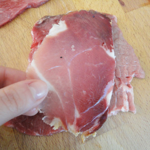 Put half a slice of ham