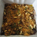 Make a layer of the breadcrumb mixture