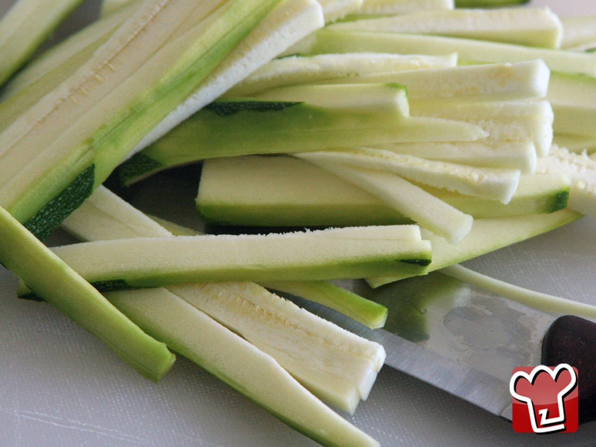 Slice the courgettes
