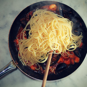 Soße und Spaghetti