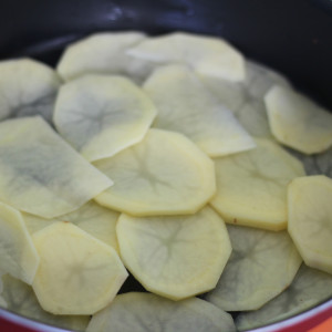 Die Schicht aus Kartoffeln