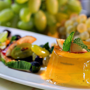 Muscat wine jelly with fruit salad
