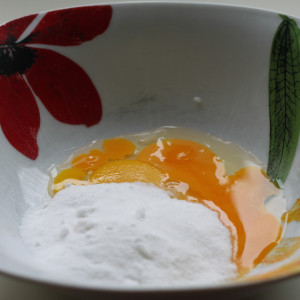 Beat the egg yolks with the sugar