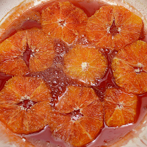 Caramelise the oranges