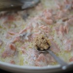 Creamed salmon and white truffle sauce