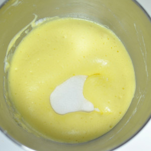 Egg yolks, water and sugar