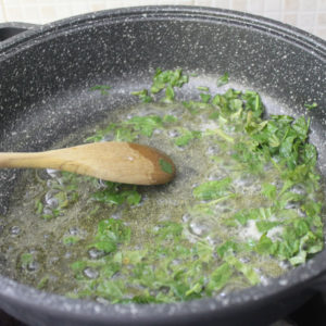 Herbs in a frying pan